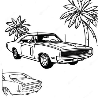 1970 Dodge Charger Klassisk Målarbok | 1970 Dodge Charger målarbild