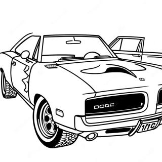 1970 Dodge Charger Racing Målarbok | 1970 Dodge Charger målarbild