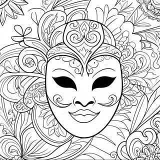 Page à colorier du masque élégant du Fantôme de l'Opéra | Page de coloriage Fantôme de l'Opéra