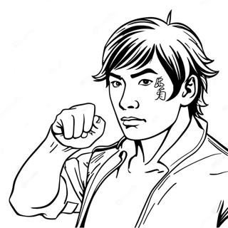 Yuji Itadori in Action Coloring Page | Yuji Itadori coloring page