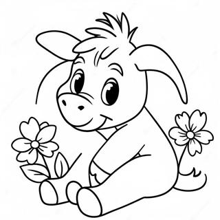 Baby Eeyore with Flowers Coloring Page | Baby Eeyore coloring page