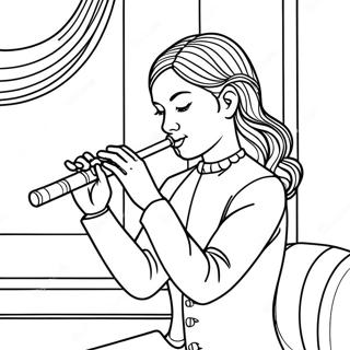 Elegant Flute Player Coloring Page | Flute coloring page
