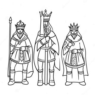 Majestic Three Kings Coloring Page | Three Kings coloring page