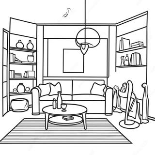 Modern Interior Design Living Room Coloring Page | Modern Interior Design coloring page