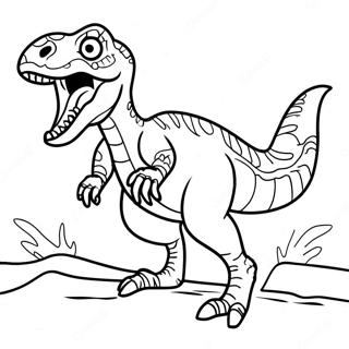 Ferocious Velociraptor Attack Coloring Page | Dinosaurs Fighting coloring page