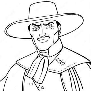 Zorro with His Iconic Mask Coloring Page | Zorro coloring page