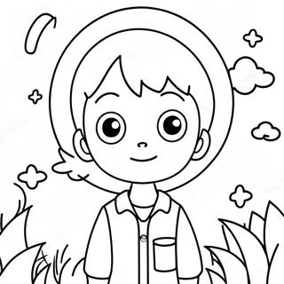 Cute Anime Boy with Big Eyes Coloring Page | Cute Anime Boy coloring page
