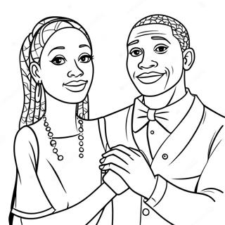 Black Couple Holding Hands Coloring Page | Black Couple coloring page