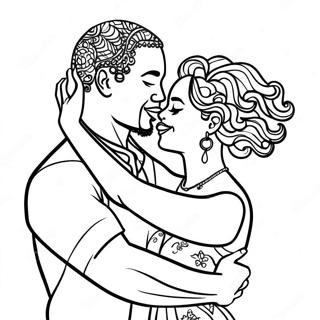 Romantic Black Couple Dancing Coloring Page | Black Couple coloring page