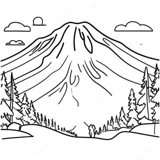 Majestic Mount Rainier Coloring Page | Washington State coloring page