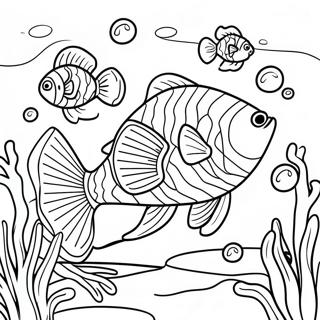 Slippery Fish Swimming in Coral Reef Coloring Page | Slippery Fish coloring page