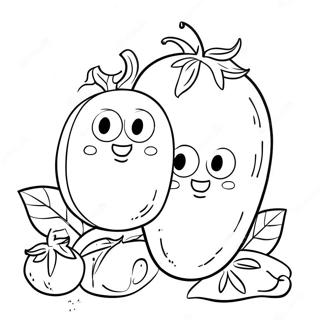 Bob the Tomato and Larry the Cucumber Coloring Page | VeggieTales coloring page