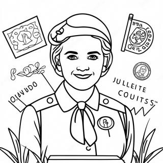 Juliette Gordon Low with Girl Scouts Coloring Page | Juliette Gordon Low coloring page