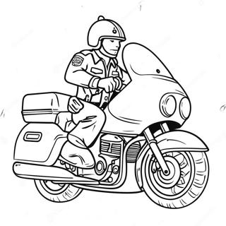 Cool Police Motorcycle in Action Coloring Page | Police Motorcycle coloring page