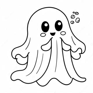 Cute Sad Ghost with a Tear Coloring Page | Sad Ghost Club coloring page