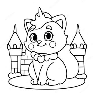 Cute Princess Peach Cat in a Castle Coloring Page | Princess Peach Cat coloring page