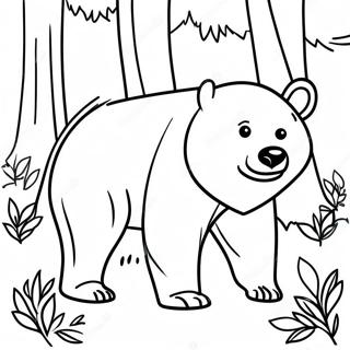 Black Bear in a Forest Coloring Page | Black Bear coloring page