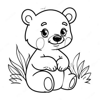 Cute Black Bear Cub Playing Coloring Page | Black Bear coloring page
