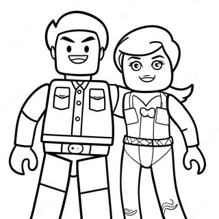 Emmet and Wyldstyle Adventure Coloring Page | Lego Movie coloring page