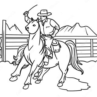 Rodeo Western Scene Coloring Page | Rodeo Western coloring page