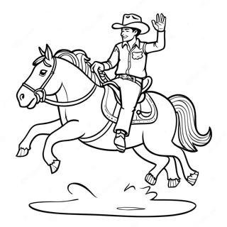 Cowboy Riding a Bucking Bronco Coloring Page | Rodeo Western coloring page