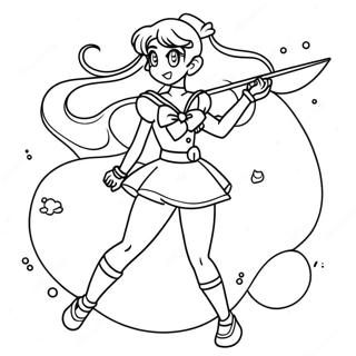 Elegant Sailor Venus in Action Coloring Page | Sailor Venus coloring page