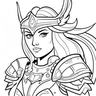Brave Warrior Princess in Battle Armor Coloring Page | Warrior Princess coloring page