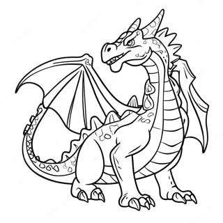 Majestic Fire-Breathing Dragon Coloring Page | Difficult Dragon coloring page