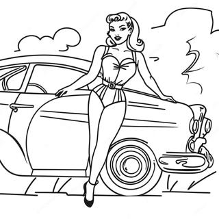 Pin Up Flickor Målarbild | Pin Up för Vuxna målarbild