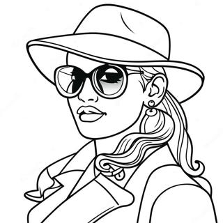 Cooles Gangster-Mädchen mit Sonnenbrille Ausmalbild | Gangster Mädchen SVG Ausmalbild