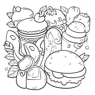 Colorful Menu Items Coloring Page | Menu coloring page