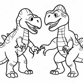 Ferocious T-Rex vs. Triceratops Coloring Page | Dinosaur Fighting coloring page