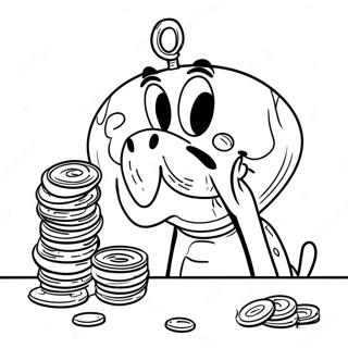 Mr Krabs Counting Money Coloring Page | Mr Krabs coloring page