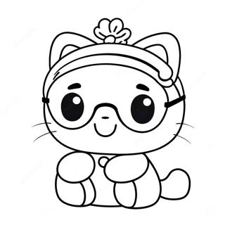 Cute Hello Kitty with Sunglasses Coloring Page | Hello Kitty Y2K coloring page