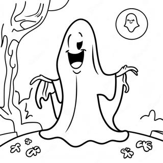 Spooky Halloween Ghost Coloring Page | October coloring page