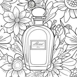 Elegant Perfume Bottle with Flowers Coloring Page | Perfume coloring page