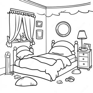 Cozy Bedtime Scene Coloring Page | Bedtime coloring page