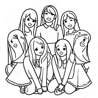 Twice Members Group Coloring Page | Twice coloring page
