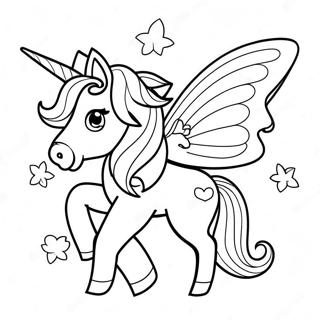 Sparkling Unicorn Butterfly Coloring Page | Unicorn Butterfly coloring page