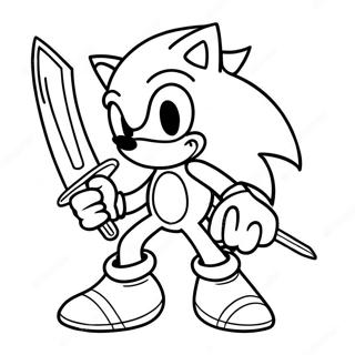 Sonic with a Sword Coloring Page | Sonic with a Sword coloring page