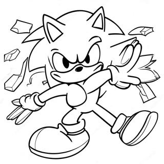 Sonic the Hedgehog Battling Enemies Coloring Page | Sonic with a Sword coloring page
