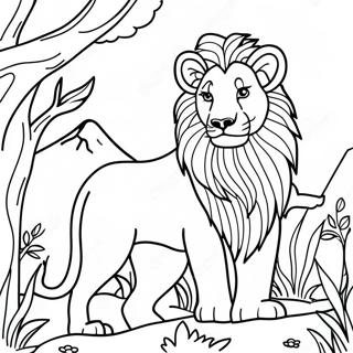 Majestic Lion in the Wild Coloring Page | Safari coloring page
