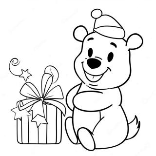 Weihnachtlicher Winnie Puuh Ausmalbild | Weihnachten Winnie Puuh Ausmalbild
