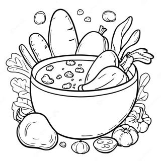 Colorful Vegetables in Stone Soup Coloring Page | Stone Soup coloring page