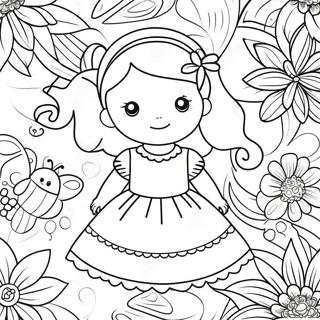 Little Girl in a Beautiful Dress Coloring Page | Little Girl coloring page