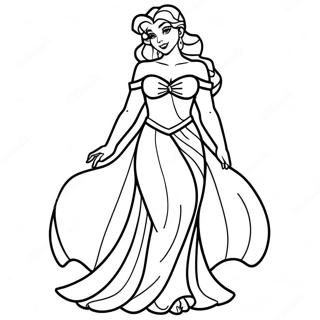Megara in Elegant Dress Coloring Page | Megara coloring page