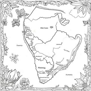 South Africa Map Coloring Page | South Africa coloring page