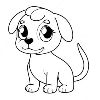 Cute Anime Dog with Big Eyes Coloring Page | Anime Dog coloring page