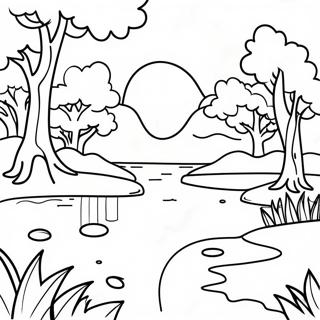 Calming Nature Scene Coloring Page | Calming coloring page