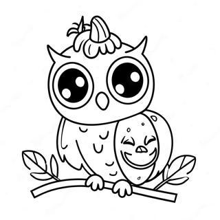 Cute Halloween Owl with Pumpkin Coloring Page | Halloween Owl coloring page